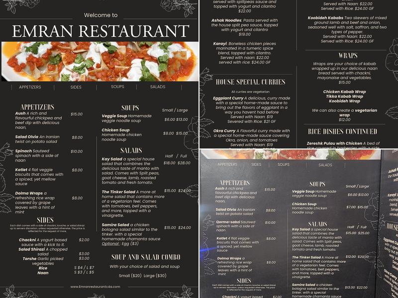 Emran Restaurant Menu