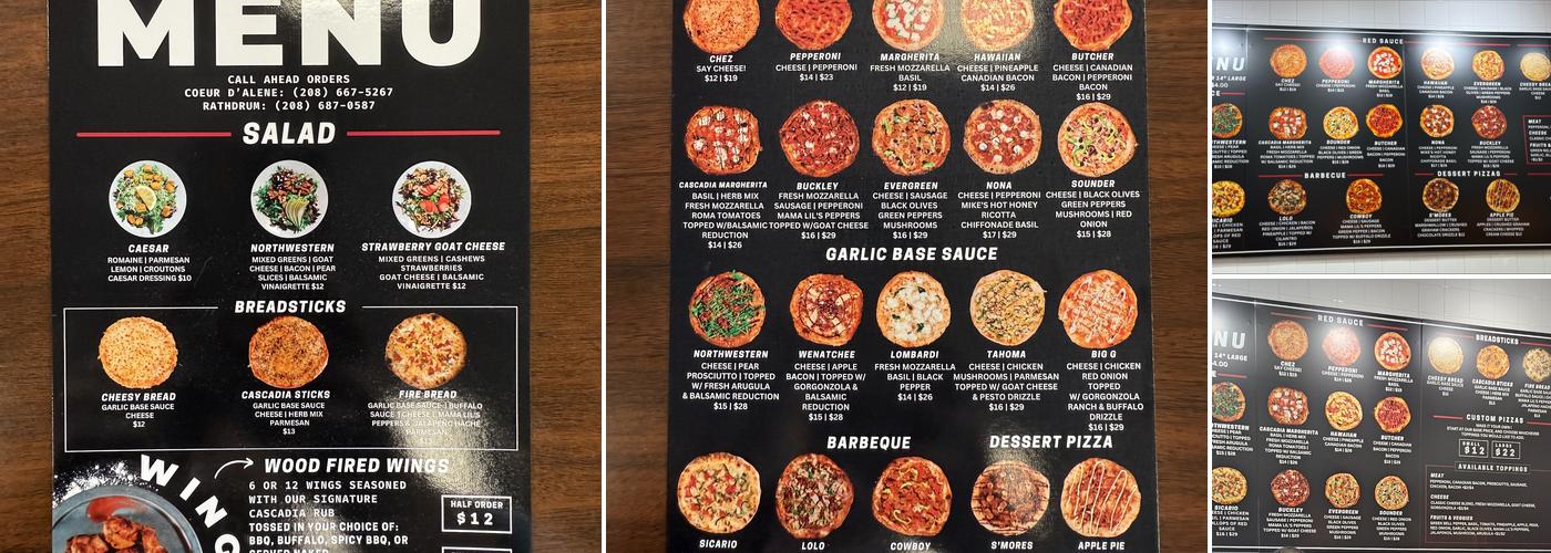 Cascadia Pizza Co. Menu