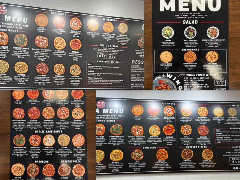 Cascadia Pizza Co. Menu