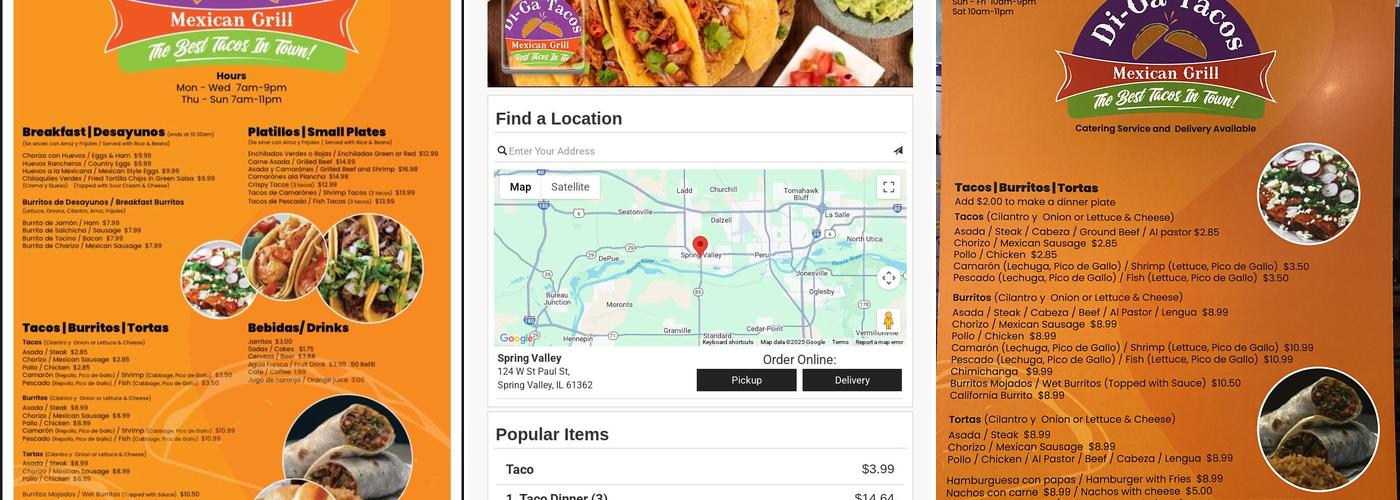Di-Ga Tacos Mexican Grill Menu