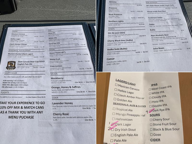 Train Wreck Brewing Menu