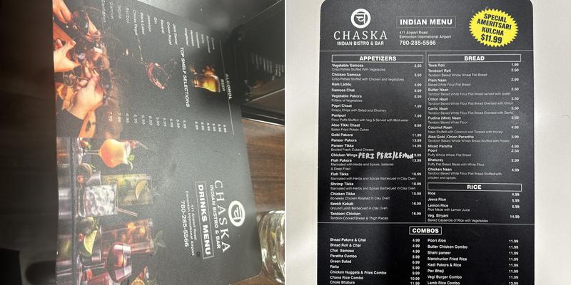 Chaska - Indian Bistro and Bar Menu