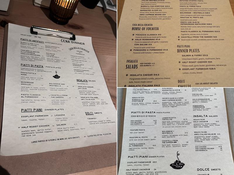 Amici Italian Osteria + Wine Bar Menu