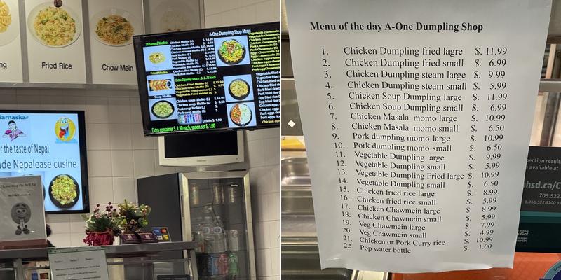 A-One Dumpling Shop (momo) Menu