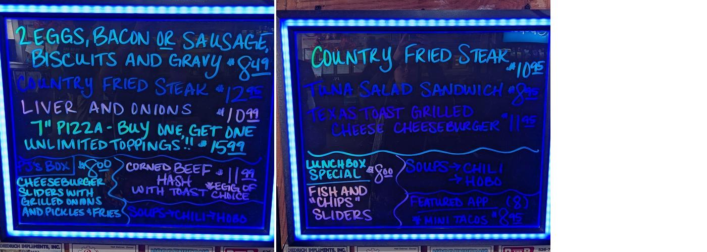 Pjs Diner Menu