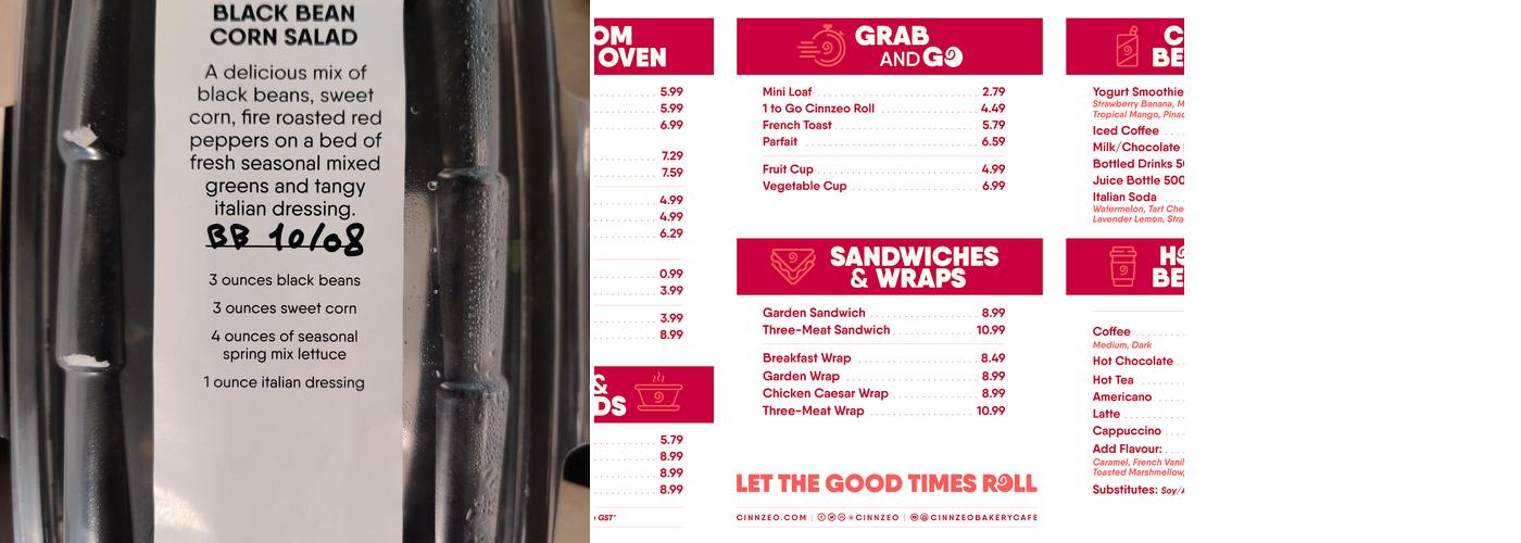 Cinnzeo Bakery Cafe Menu