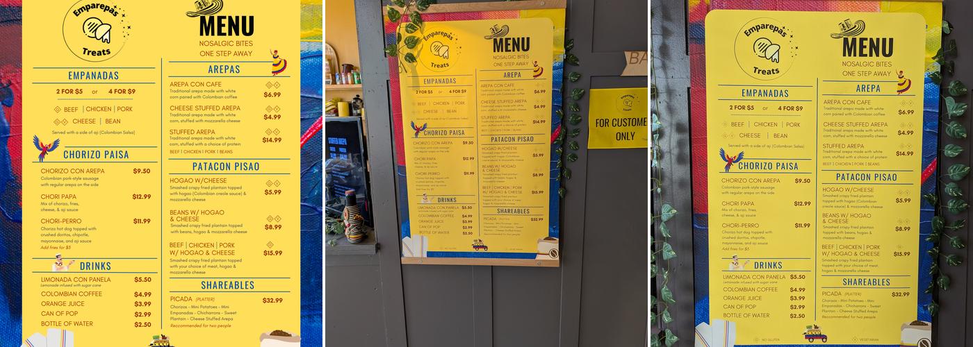 Emparepas Treats Menu