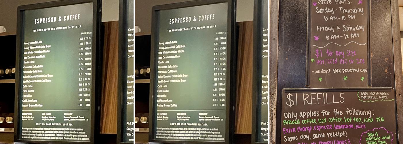 Starbucks Menu