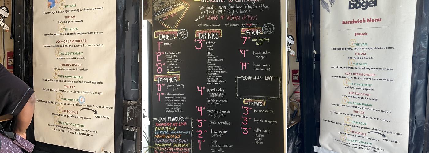 AM Bagel Menu