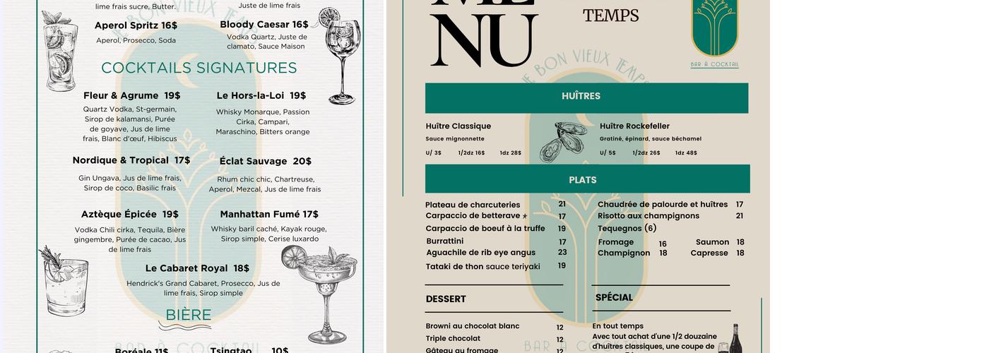 Le Bon Vieux Temps Menu