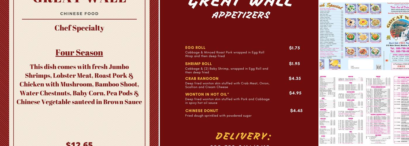 great wall restaurant Menu