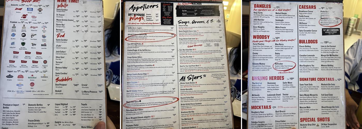 The Canadian Brewhouse (Mississauga) Menu