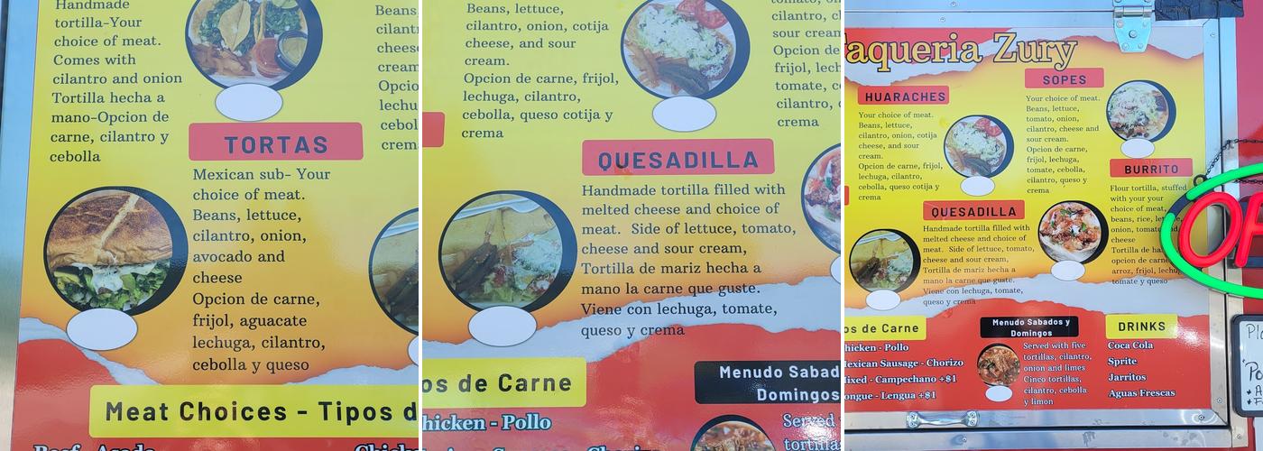 Taqueria Zuri Menu