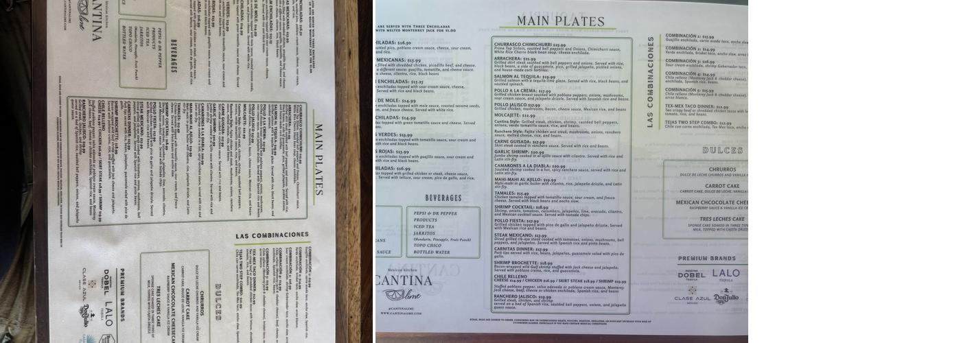 Cantina Lime Cocina & Copas Menu