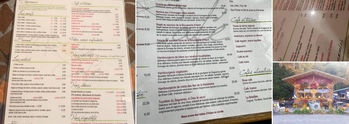 Rose Café Menu