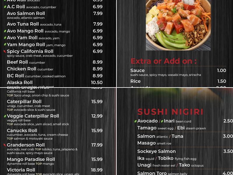 Peter's Sushi Menu