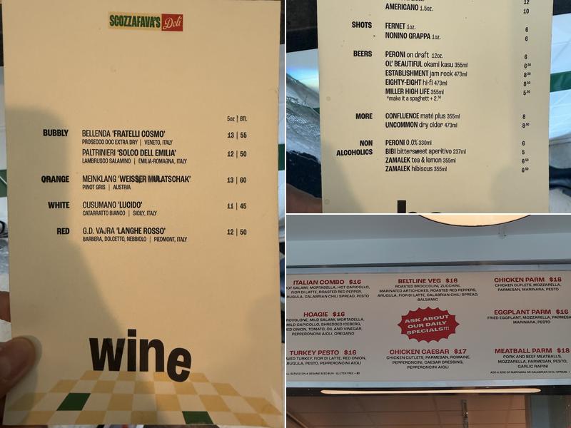 Scozzafava's Deli Menu