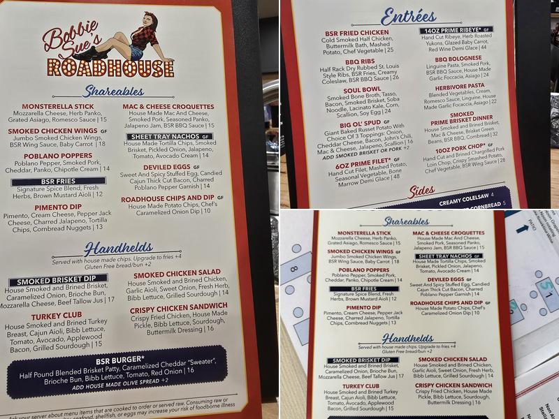 Bobbie Sue's Roadhouse Menu