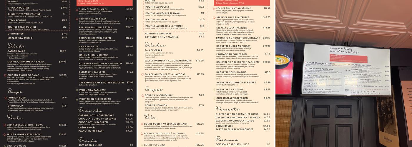 La Baguette Parisienne Menu