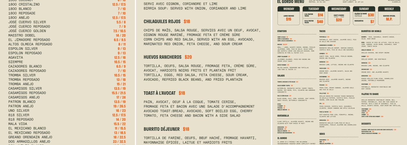El Gordo St-Lambert Menu