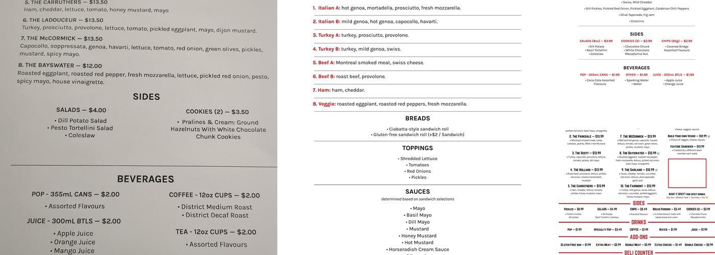 District Deli Menu