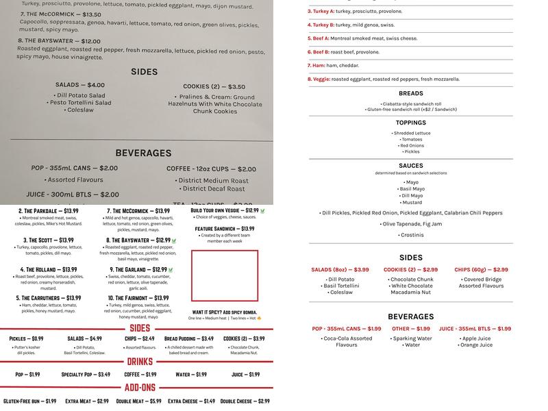 District Deli Menu