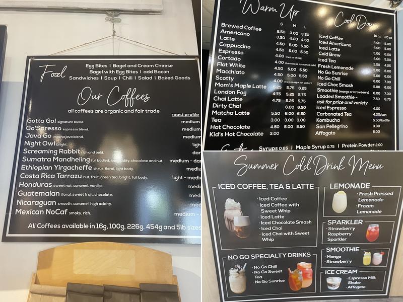 No Go Coffee Co. Menu