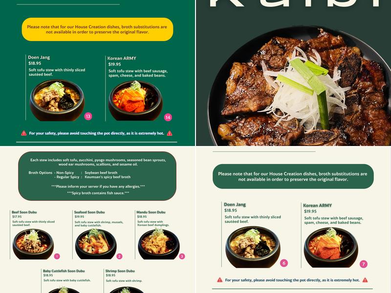 Keumsan Restaurant Menu