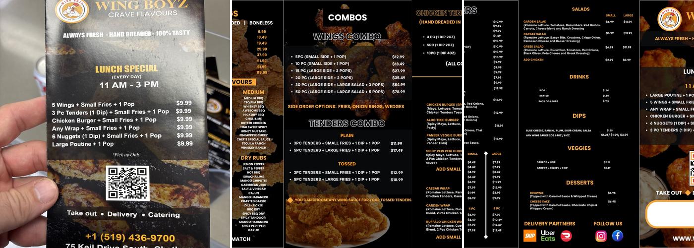 Wing Boyz Menu