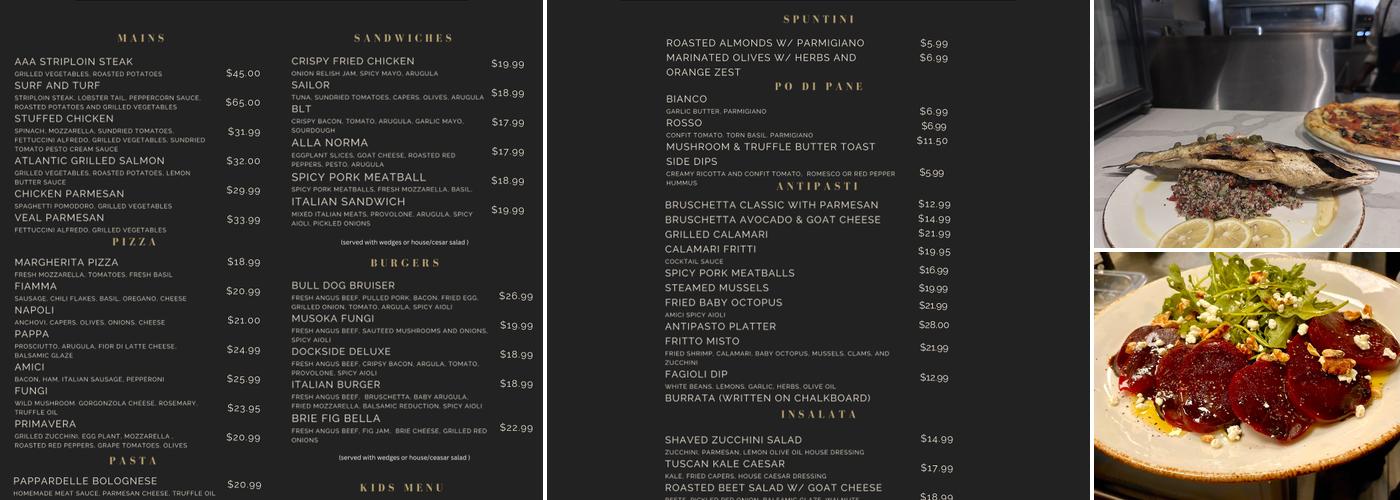 Amici Pasta Bar Menu