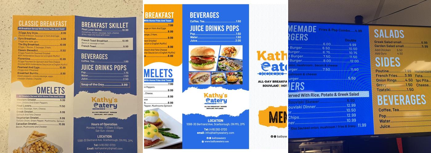 Kathy's Eatery Breakfast & Lunch Menu
