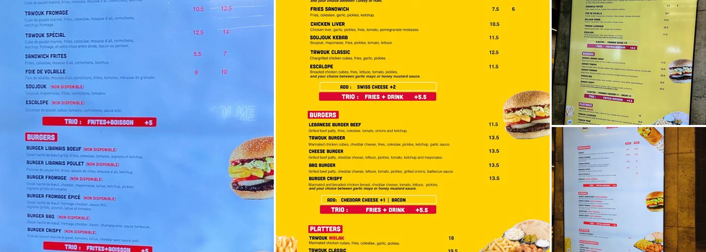 Malak Al Tawouk Menu