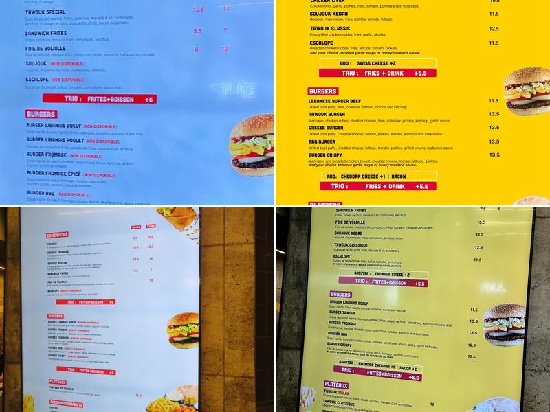 Malak Al Tawouk Menu