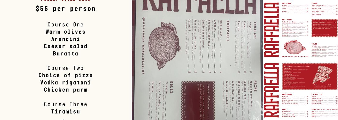 RAFFAELLA Menu