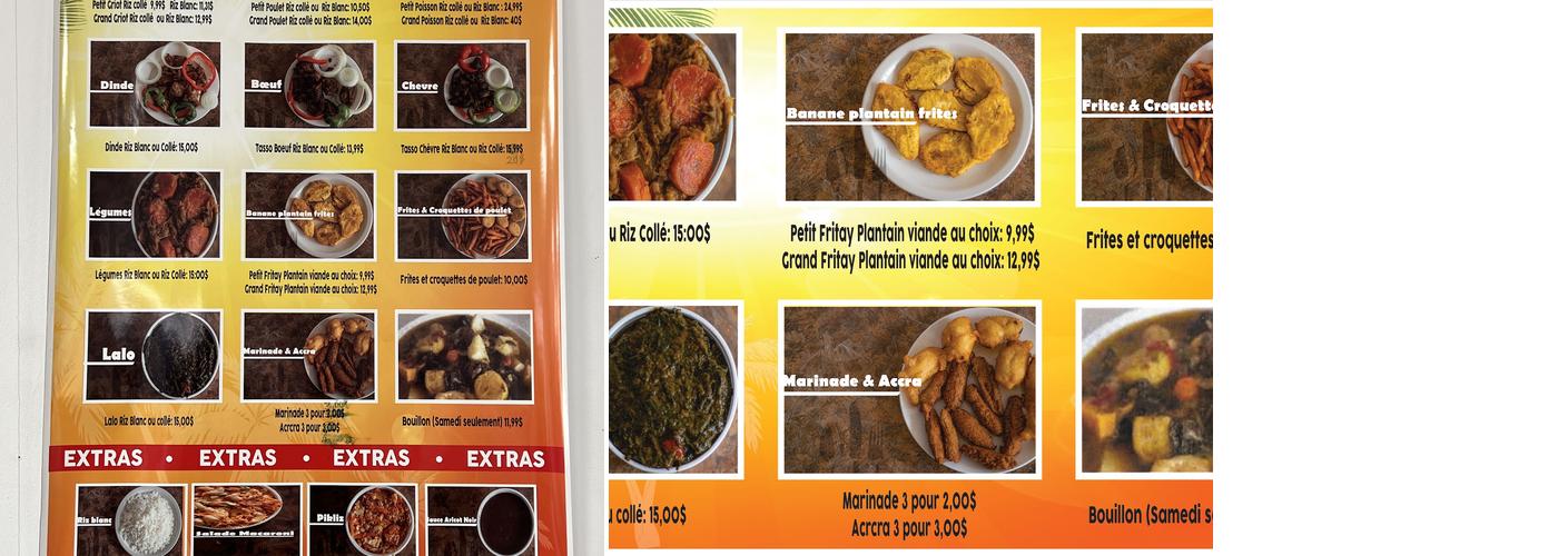 MARCHÉ CASSE-CROUTE CRÉOLE Menu