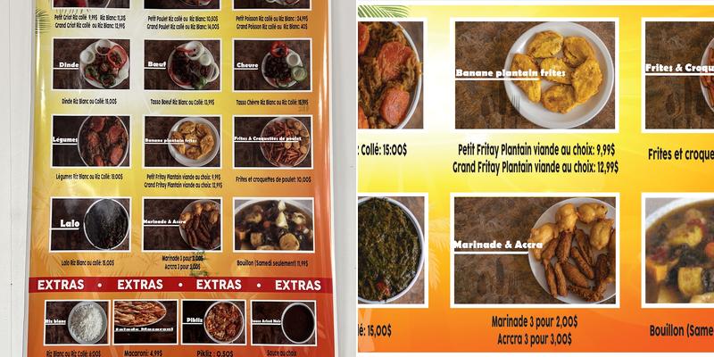 MARCHÉ CASSE-CROUTE CRÉOLE Menu