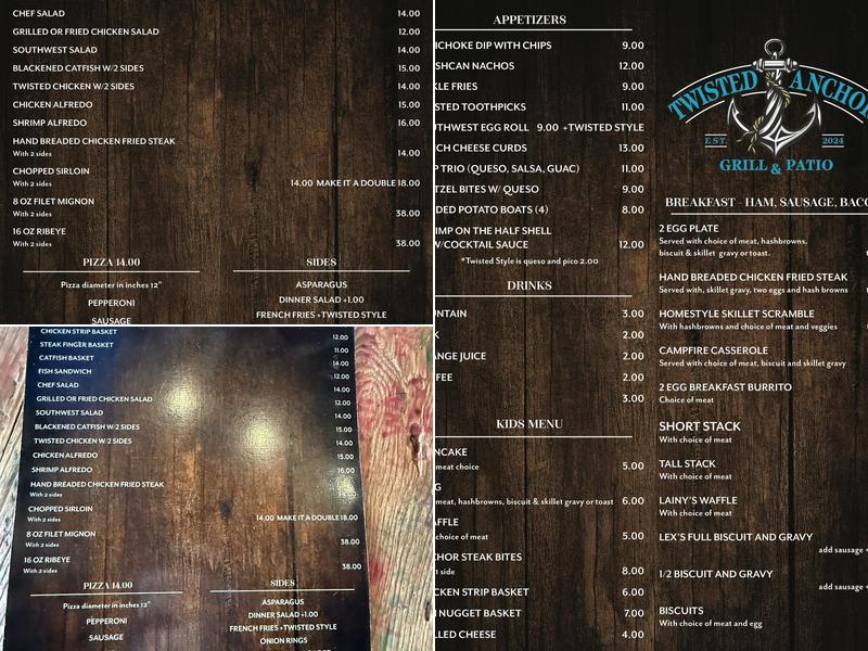 Twisted Anchor Grill and Patio Menu