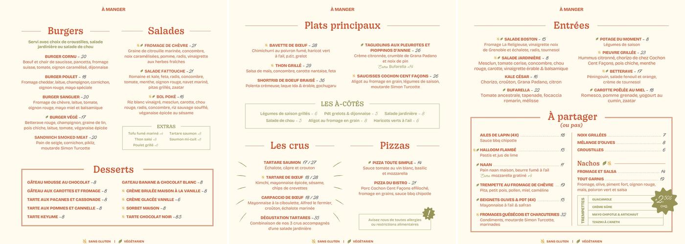 Bistro L'Ange Cornu Menu