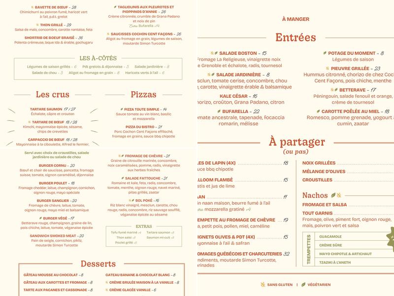 Bistro L'Ange Cornu Menu