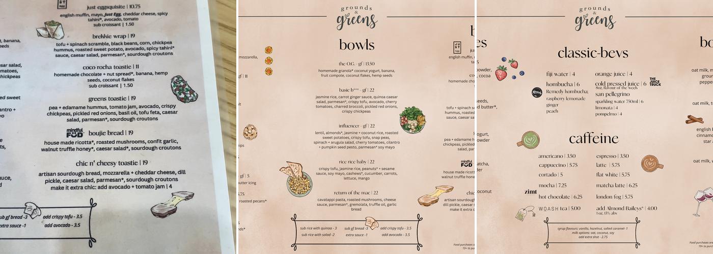 Grounds & Greens Cafe Menu