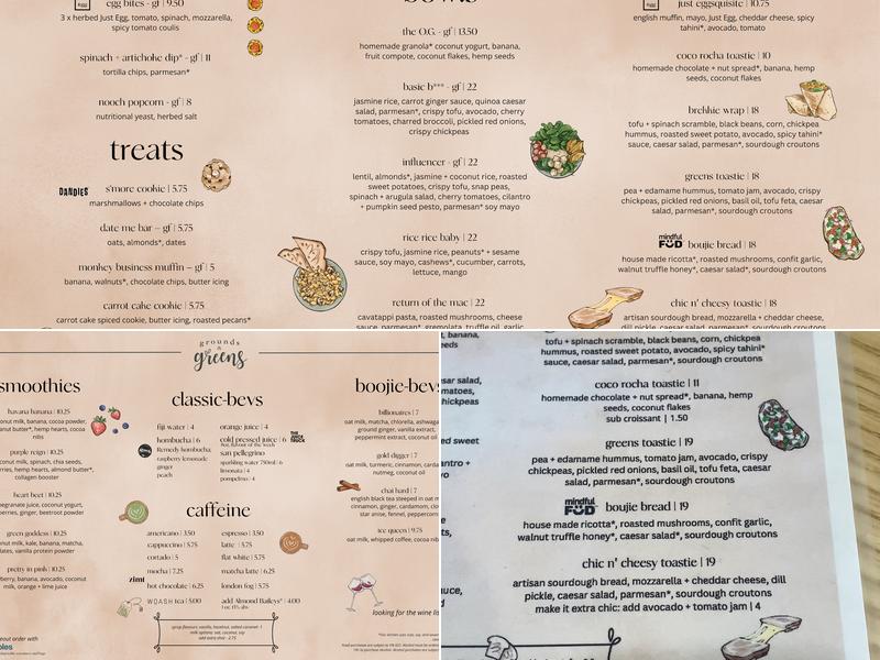 Grounds & Greens Cafe Menu
