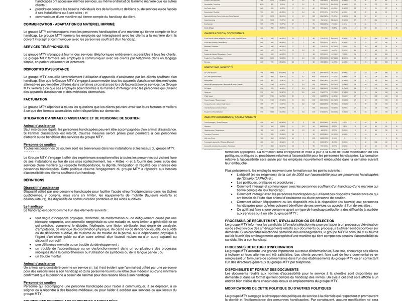 Allô mon Coco Kanata Menu