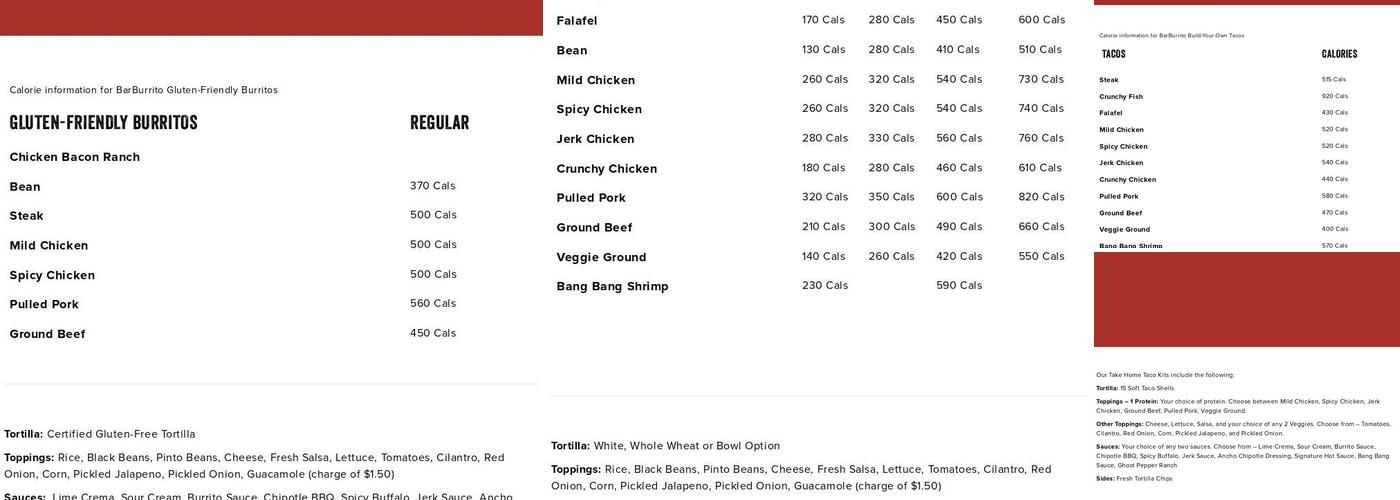barBURRITO Menu
