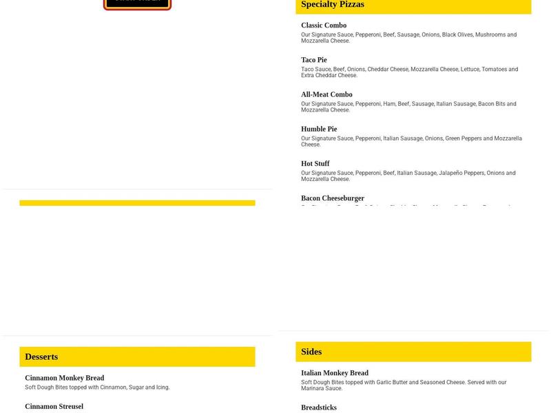 Godfather's Pizza Express Menu