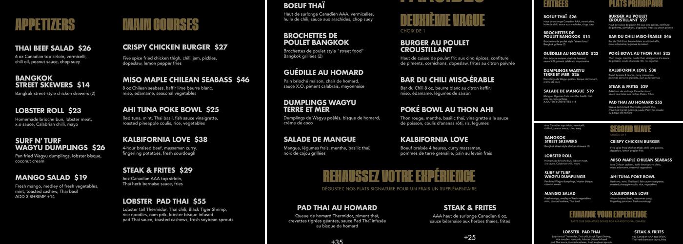 The Farsides Brossard Menu