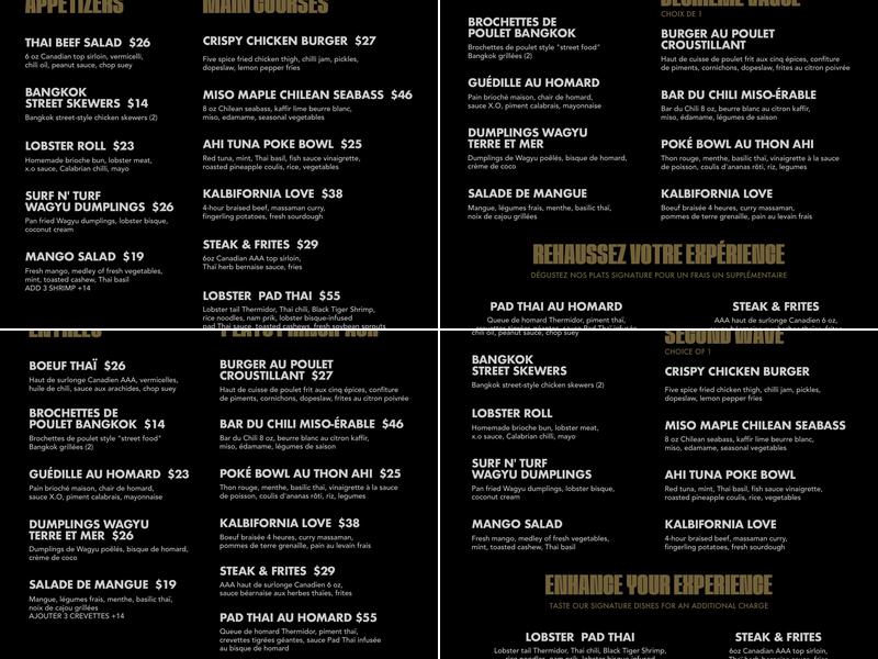 The Farsides Brossard Menu