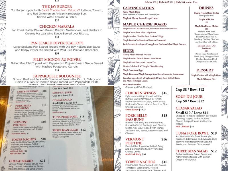 Alice’s Table Menu