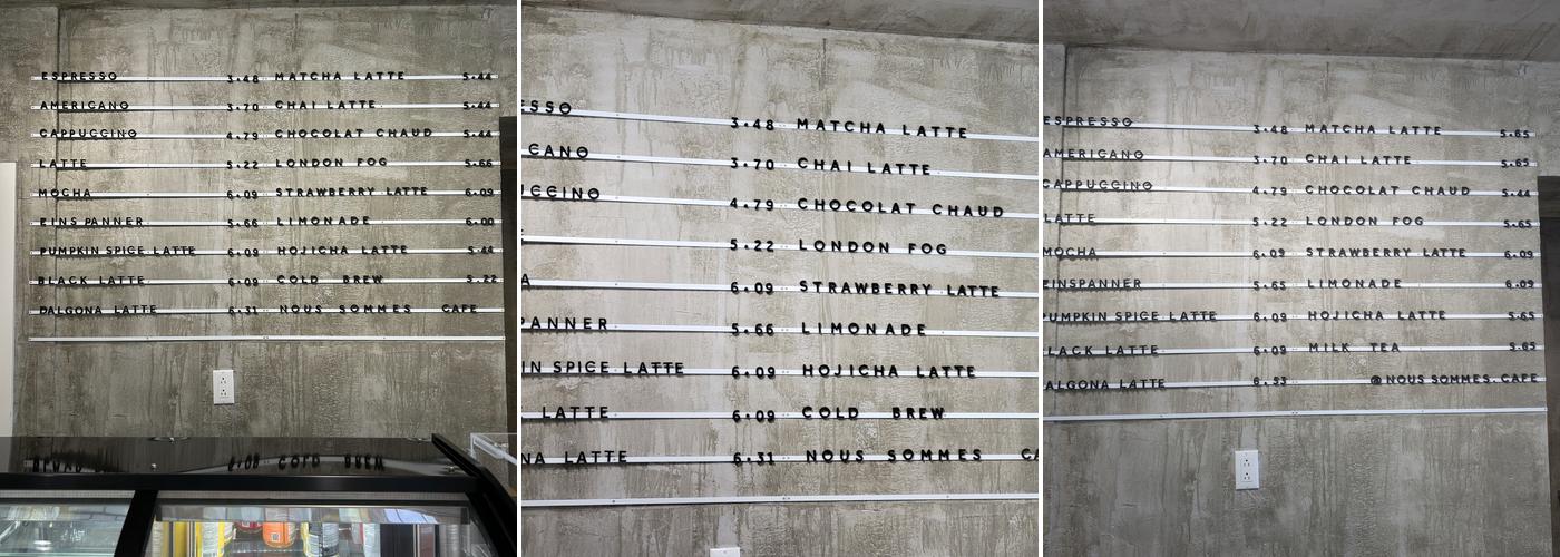 NOUS SOMMES CAFE x VOTTA Menu