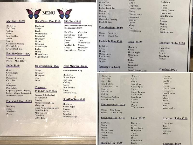 Butterfly Tea And Dessert Menu