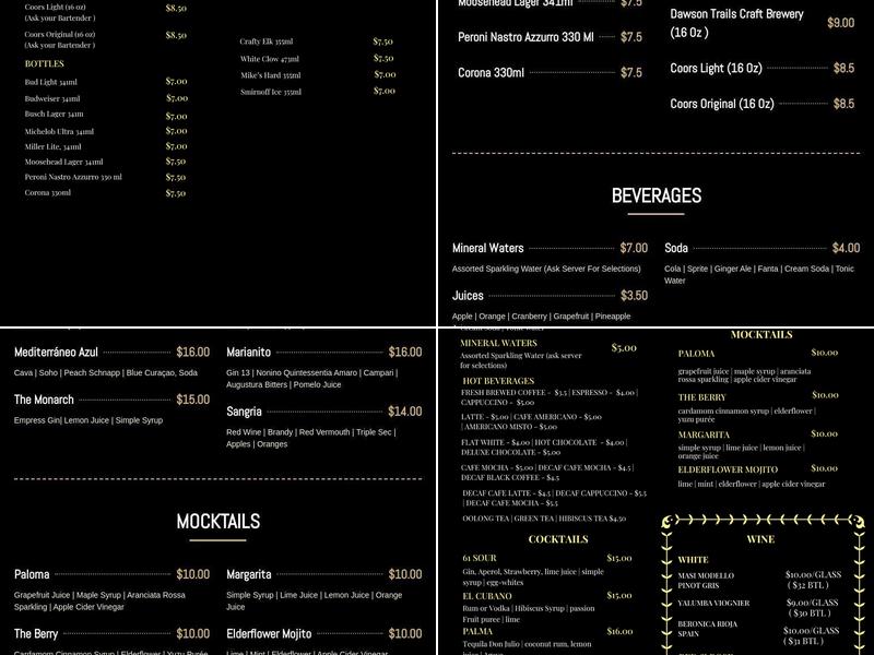 The Eatery 61 Menu